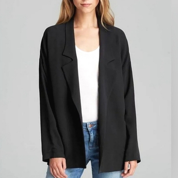Eileen Fisher Jackets & Blazers - SOLD Eileen Fisher 100% silk black blazer Lagenlook oversized crepe jacket SP